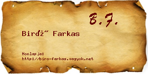 Biró Farkas névjegykártya